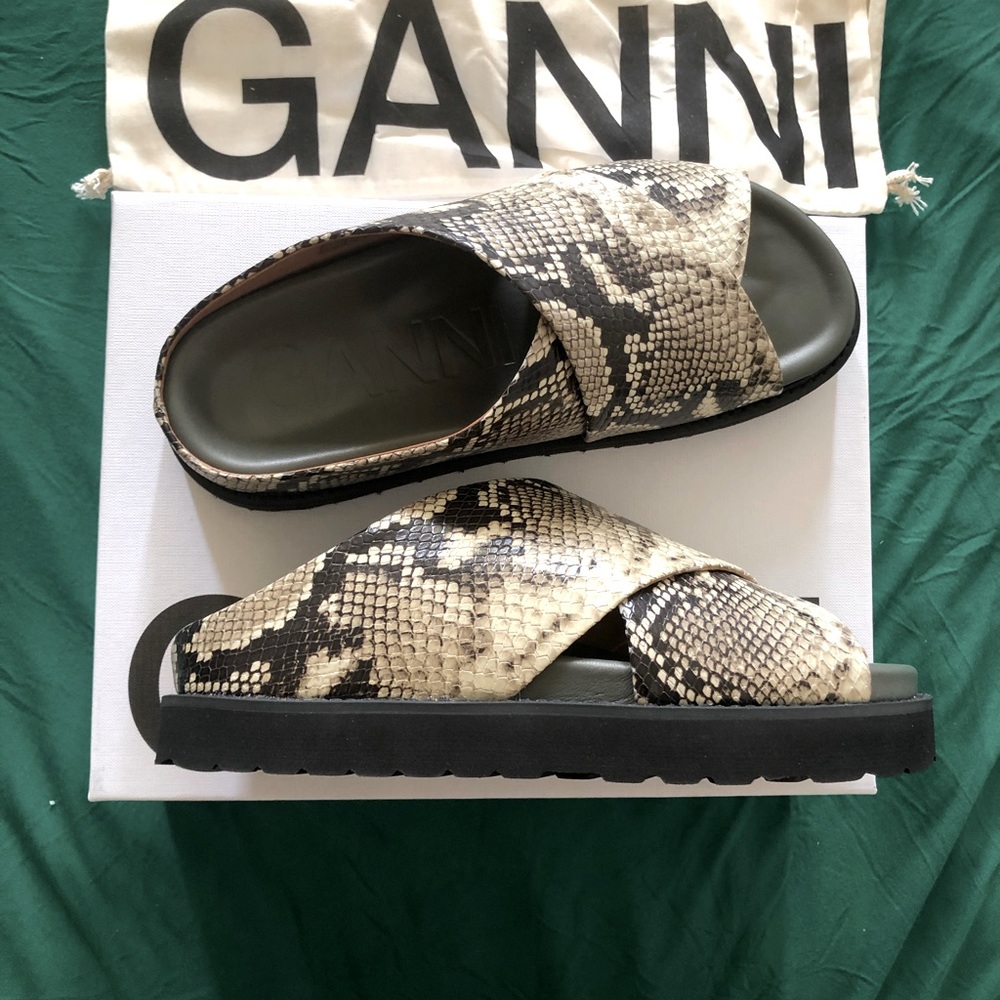 New Ganni sandals kalamata color sz 38
